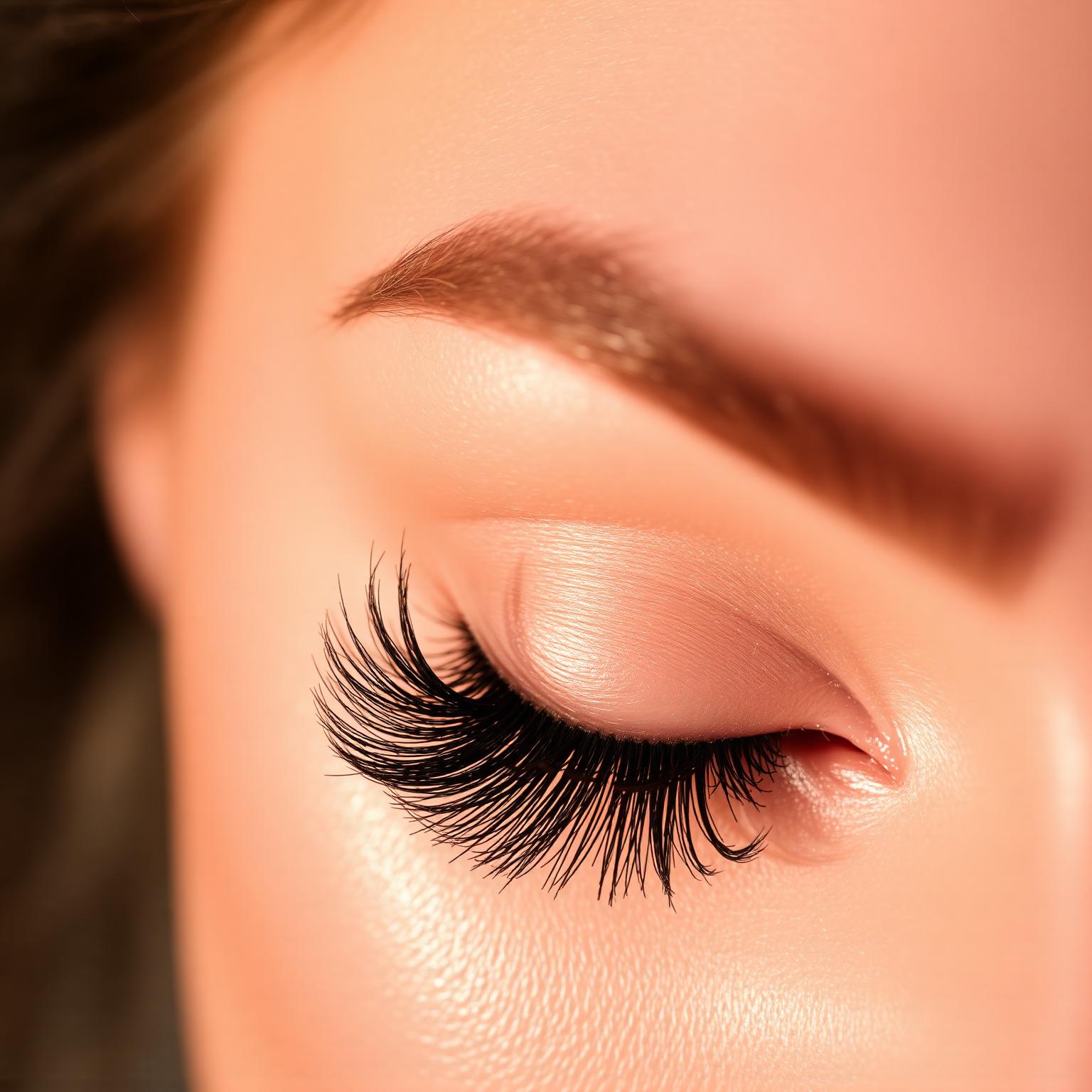 Glamorous close-up of voluminous lash extensions